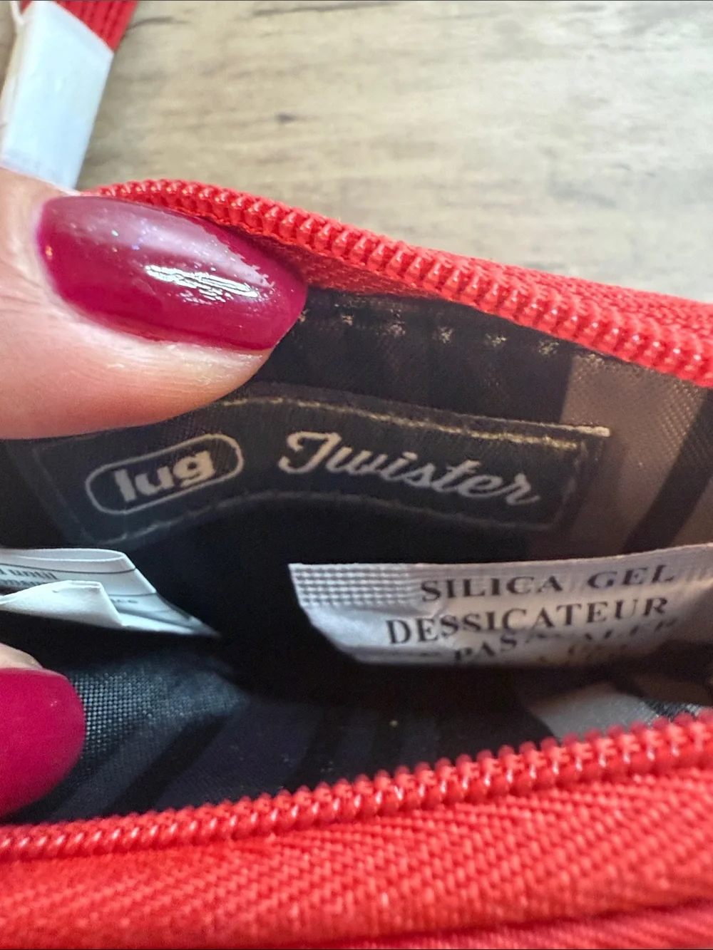 NWT Lug Red RFID Wristlet Card Holder / ID Badge Pouch with Strap & Carabiner